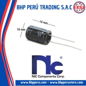 NRSZ821M25V12.5X20 NIC COMPONENTS CONDENSADOR ELECT. RADIAL DE 820UF - 25V. 20%