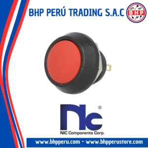 GQ12B-10J/R NIC COMPONENTS INTERRUPTOR RESISTENTE VANDALOS 2P SPST-NO  2A/36VCC, ROJO